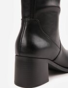 inia Cizme până la genunchi pe toc jos cu cataramă decorativă și panou elastic Dolcetto Negre