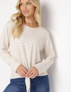 italy moda Bluză Bej cu Legătură Decorativă și Mâneci Lungi din Bumbac Marlis
