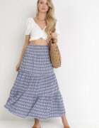 j.stars Fustă Bleumarin Maxi cu elastic în talie din viscoză melanj