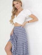 j.stars Fustă Bleumarin Maxi cu elastic în talie din viscoză melanj