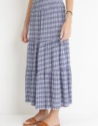 j.stars Fustă Bleumarin Maxi cu elastic în talie din viscoză melanj