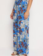 j.stars Pantaloni Albaștri Larghi din Viscoză cu Elastic în Talie Florali Bisilia