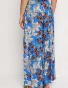 j.stars Pantaloni Albaștri Larghi din Viscoză cu Elastic în Talie Florali Bisilia