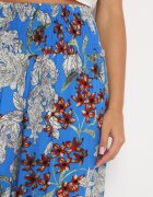 j.stars Pantaloni Albaștri Larghi din Viscoză cu Elastic în Talie Florali Bisilia