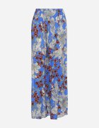 j.stars Pantaloni Albaștri Larghi din Viscoză cu Elastic în Talie Florali Bisilia