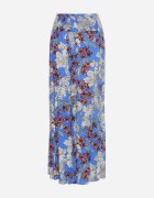 j.stars Pantaloni Albaștri Larghi din Viscoză cu Elastic în Talie Florali Bisilia