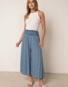 j.stars Pantaloni bleumarin și albastri de vâscoză cu craci largi și elastic în talie Athulia