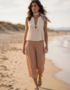 j.stars Pantaloni de viscoză cu picioare largi și elastic în talie Galben-Portocalii Athulia