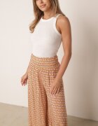 j.stars Pantaloni de viscoză cu picioare largi și elastic în talie Galben-Portocalii Athulia