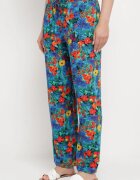 j.stars Pantaloni Drepți Albaștri din Viscoză cu Imprimeu Floral Yadolle