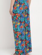 j.stars Pantaloni Drepți Albaștri din Viscoză cu Imprimeu Floral Yadolle