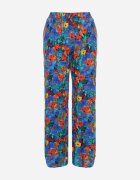 j.stars Pantaloni Drepți Albaștri din Viscoză cu Imprimeu Floral Yadolle
