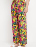 j.stars Pantaloni Drepți Galbeni din Viscoză cu Imprimeu Floral Yadolle