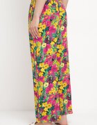j.stars Pantaloni Drepți Galbeni din Viscoză cu Imprimeu Floral Yadolle