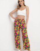j.stars Pantaloni Drepți Galbeni din Viscoză cu Imprimeu Floral Yadolle
