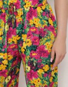 j.stars Pantaloni Drepți Galbeni din Viscoză cu Imprimeu Floral Yadolle