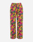 j.stars Pantaloni Drepți Galbeni din Viscoză cu Imprimeu Floral Yadolle