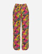 j.stars Pantaloni Drepți Galbeni din Viscoză cu Imprimeu Floral Yadolle