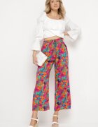 j.stars Pantaloni drepți portocalii și roz din viscoză cu imprimeu floral Yadolle