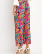 j.stars Pantaloni drepți portocalii și roz din viscoză cu imprimeu floral Yadolle