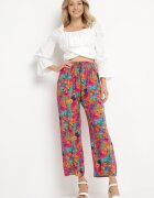 j.stars Pantaloni drepți portocalii și roz din viscoză cu imprimeu floral Yadolle