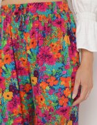 j.stars Pantaloni drepți portocalii și roz din viscoză cu imprimeu floral Yadolle