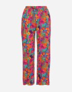 j.stars Pantaloni drepți portocalii și roz din viscoză cu imprimeu floral Yadolle