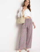j.stars Pantaloni Fucsia și Verzi din Viscoză cu Model Mozaic și Elastic în Talie Rivan