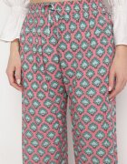j.stars Pantaloni Fucsia și Verzi din Viscoză cu Model Mozaic și Elastic în Talie Rivan