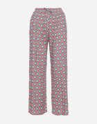 j.stars Pantaloni Fucsia și Verzi din Viscoză cu Model Mozaic și Elastic în Talie Rivan