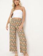 j.stars Pantaloni Largi Verde Deschis cu elastic în talie și buzunare din viscoză Keiord