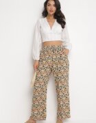j.stars Pantaloni Largi Verde Deschis cu elastic în talie și buzunare din viscoză Keiord