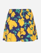 j.stars Pantaloni scurți bleumarin și galben cu flori cu elastic lat în talie Koraline