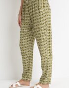 j.stars Pantaloni verde închis din vâscoză cu imprimeu geometric Daleoli