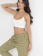 j.stars Pantaloni verde închis din vâscoză cu imprimeu geometric Daleoli