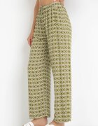 j.stars Pantaloni Verzi din Viscoză cu Model Geometric și Elastic în Talie Metelia