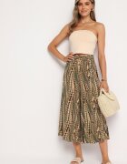 j.stars Pantaloni Verzi Largi din Viscoză cu talie înaltă și elastic în talie decorați cu nasturi Jilifea