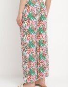 j.stars Pantaloni Verzi-Roz Largi din Viscoză cu Imprimeu Abstract cu Elastic în Talie Sumiesa