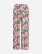 j.stars Pantaloni Verzi-Roz Largi din Viscoză cu Imprimeu Abstract cu Elastic în Talie Sumiesa