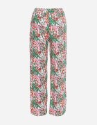 j.stars Pantaloni Verzi-Roz Largi din Viscoză cu Imprimeu Abstract cu Elastic în Talie Sumiesa