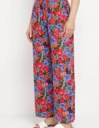 j.stars Pantaloni Violet-Roz Drepți din Viscoză cu Imprimeu Floral Yadolle