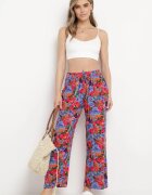 j.stars Pantaloni Violet-Roz Drepți din Viscoză cu Imprimeu Floral Yadolle