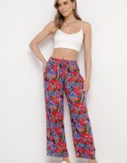 j.stars Pantaloni Violet-Roz Drepți din Viscoză cu Imprimeu Floral Yadolle
