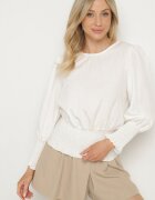 j studio Bluză Albă cu Vâscoză și Benzi Elastice Velio