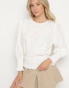 j studio Bluză Albă cu Vâscoză și Benzi Elastice Velio
