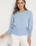 j studio Bluză Albastră cu Viscoză și Borduri Elastice Velio