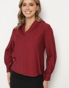 j studio Bluză Bordo cu mânecă bufantă și decolteu în V Lesna