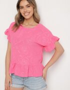 j studio Bluză Fucsia Oversize cu Volane Livelle