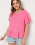 j studio Bluză Fucsia Oversize cu Volane Livelle