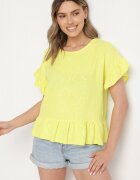 j studio Bluză Galbenă cu croială Oversize cu Volane Livelle